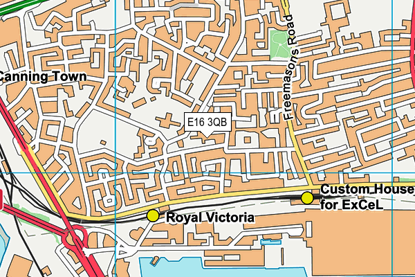 E16 3QB map - OS VectorMap District (Ordnance Survey)