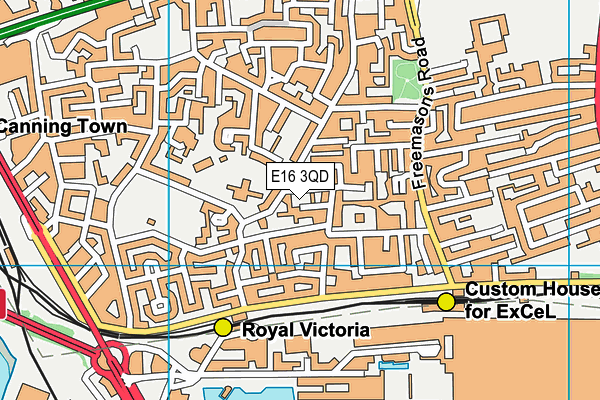 E16 3QD map - OS VectorMap District (Ordnance Survey)