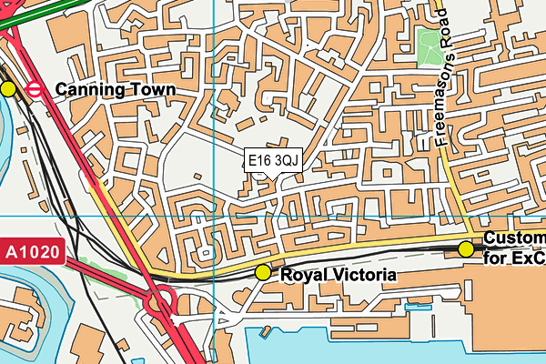 E16 3QJ map - OS VectorMap District (Ordnance Survey)