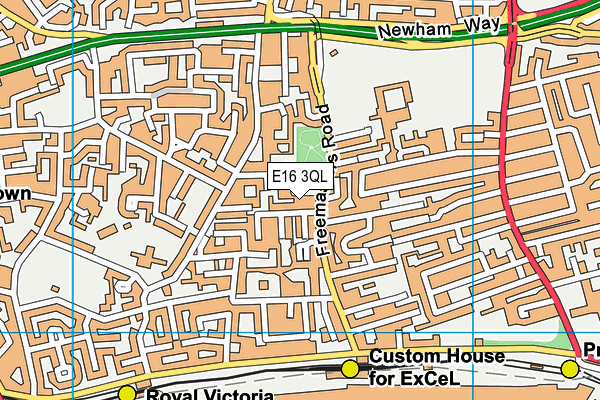 E16 3QL map - OS VectorMap District (Ordnance Survey)