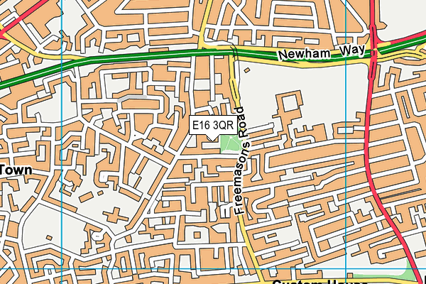 E16 3QR map - OS VectorMap District (Ordnance Survey)