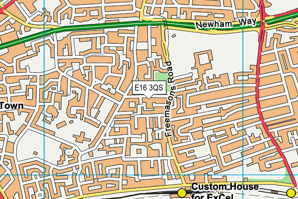 E16 3QS map - OS VectorMap District (Ordnance Survey)