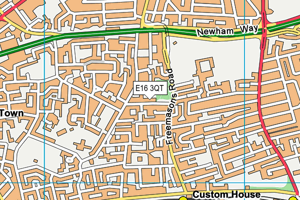 E16 3QT map - OS VectorMap District (Ordnance Survey)