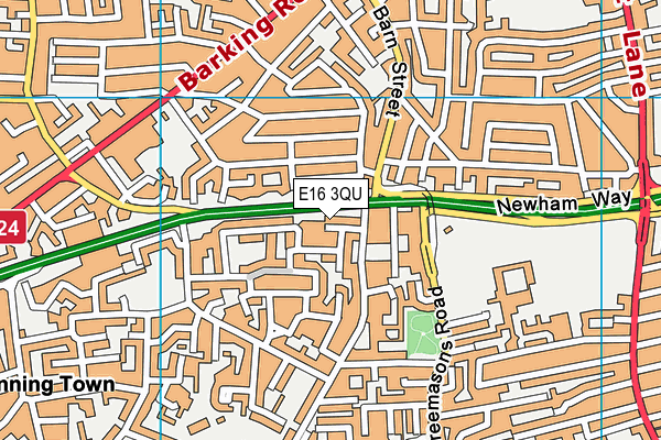 E16 3QU map - OS VectorMap District (Ordnance Survey)