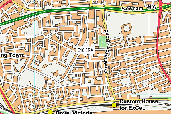 E16 3RA map - OS VectorMap District (Ordnance Survey)