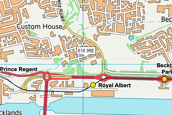 E16 3RE map - OS VectorMap District (Ordnance Survey)