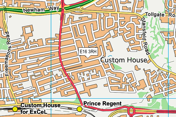 E16 3RH map - OS VectorMap District (Ordnance Survey)