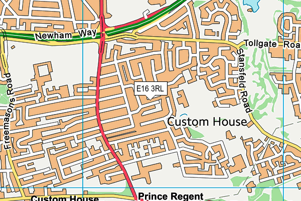 E16 3RL map - OS VectorMap District (Ordnance Survey)