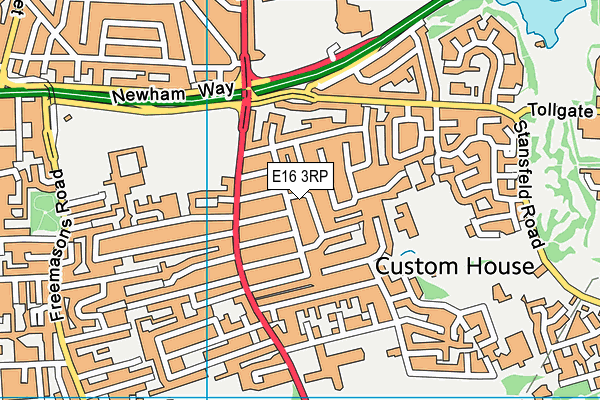 E16 3RP map - OS VectorMap District (Ordnance Survey)