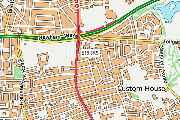 E16 3RS map - OS VectorMap District (Ordnance Survey)