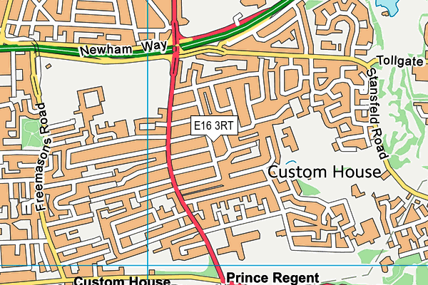 E16 3RT map - OS VectorMap District (Ordnance Survey)