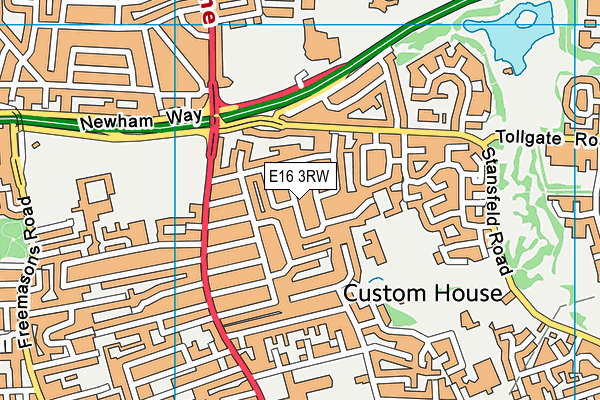 E16 3RW map - OS VectorMap District (Ordnance Survey)