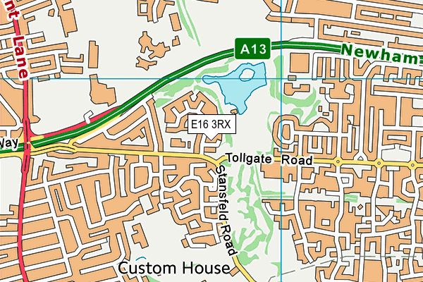 E16 3RX map - OS VectorMap District (Ordnance Survey)