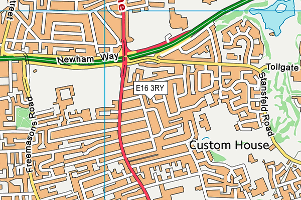 E16 3RY map - OS VectorMap District (Ordnance Survey)