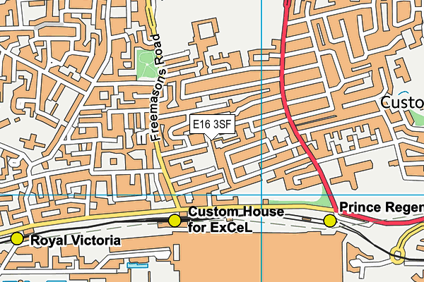 E16 3SF map - OS VectorMap District (Ordnance Survey)