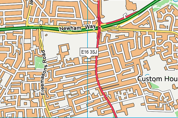 E16 3SJ map - OS VectorMap District (Ordnance Survey)