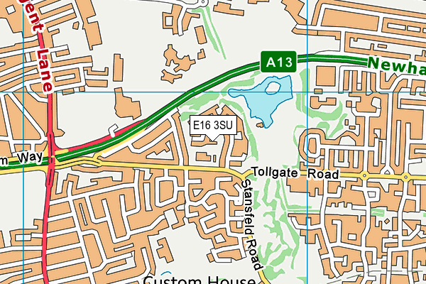 E16 3SU map - OS VectorMap District (Ordnance Survey)