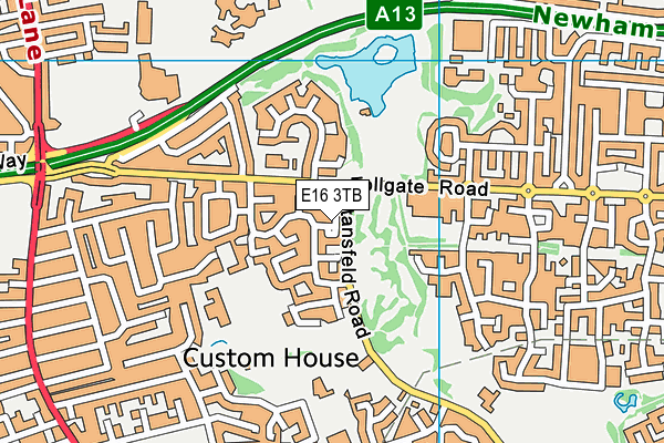 E16 3TB map - OS VectorMap District (Ordnance Survey)