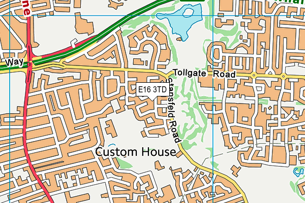 E16 3TD map - OS VectorMap District (Ordnance Survey)