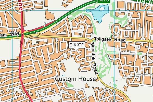 E16 3TF map - OS VectorMap District (Ordnance Survey)