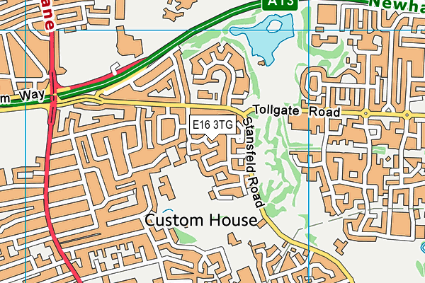 E16 3TG map - OS VectorMap District (Ordnance Survey)