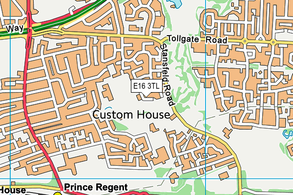 E16 3TL map - OS VectorMap District (Ordnance Survey)