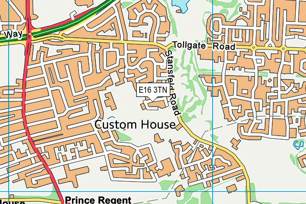 E16 3TN map - OS VectorMap District (Ordnance Survey)