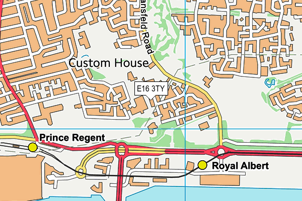 E16 3TY map - OS VectorMap District (Ordnance Survey)