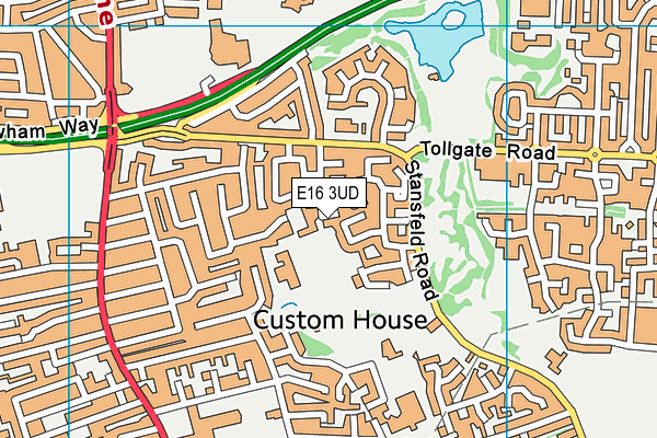 E16 3UD map - OS VectorMap District (Ordnance Survey)