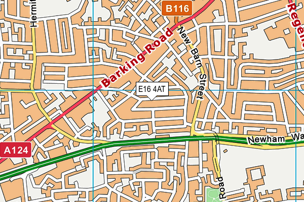 E16 4AT map - OS VectorMap District (Ordnance Survey)