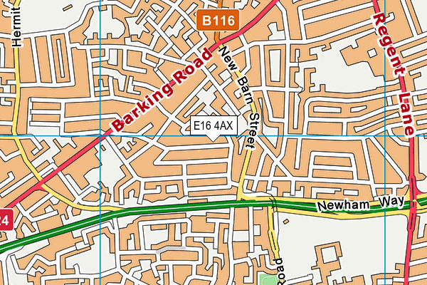 E16 4AX map - OS VectorMap District (Ordnance Survey)