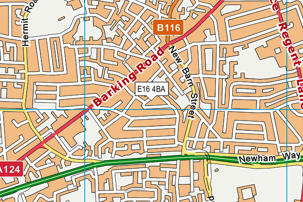 E16 4BA map - OS VectorMap District (Ordnance Survey)