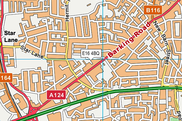 E16 4BQ map - OS VectorMap District (Ordnance Survey)