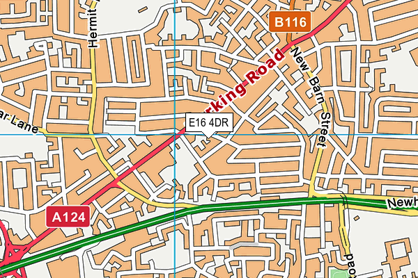 E16 4DR map - OS VectorMap District (Ordnance Survey)