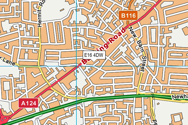 E16 4DW map - OS VectorMap District (Ordnance Survey)