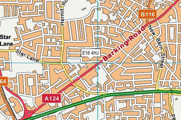 E16 4HJ map - OS VectorMap District (Ordnance Survey)