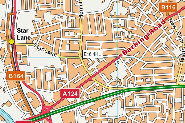 E16 4HL map - OS VectorMap District (Ordnance Survey)