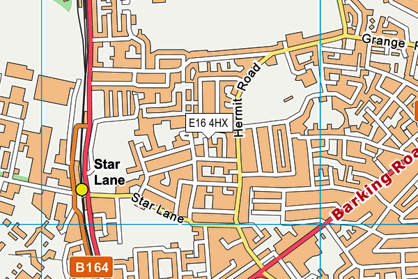 E16 4HX map - OS VectorMap District (Ordnance Survey)