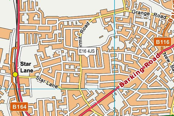 E16 4JS map - OS VectorMap District (Ordnance Survey)