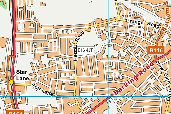 E16 4JT map - OS VectorMap District (Ordnance Survey)