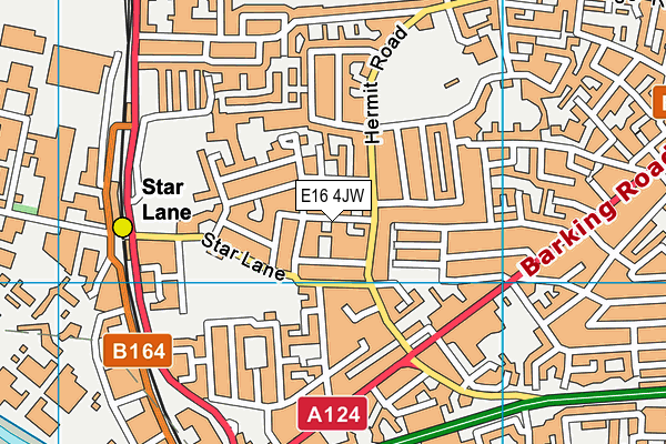 E16 4JW map - OS VectorMap District (Ordnance Survey)