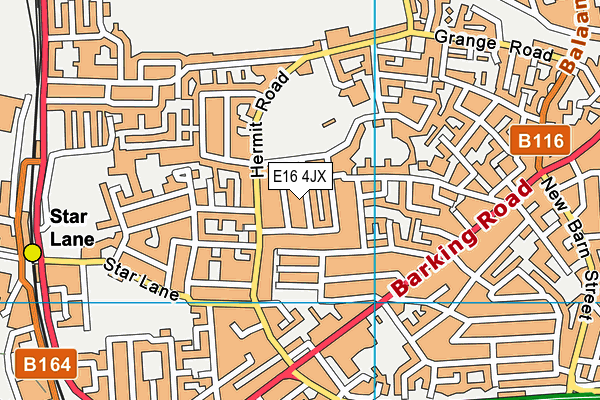 E16 4JX map - OS VectorMap District (Ordnance Survey)
