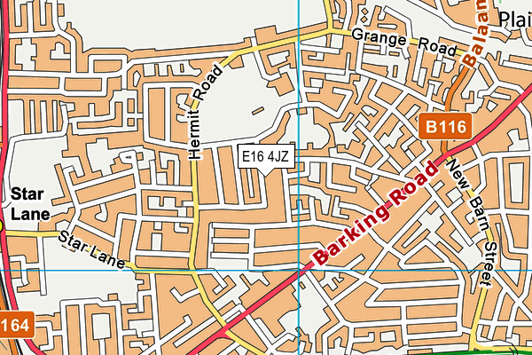 E16 4JZ map - OS VectorMap District (Ordnance Survey)