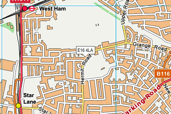 E16 4LA map - OS VectorMap District (Ordnance Survey)
