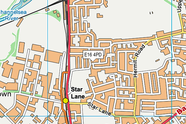 E16 4PD map - OS VectorMap District (Ordnance Survey)
