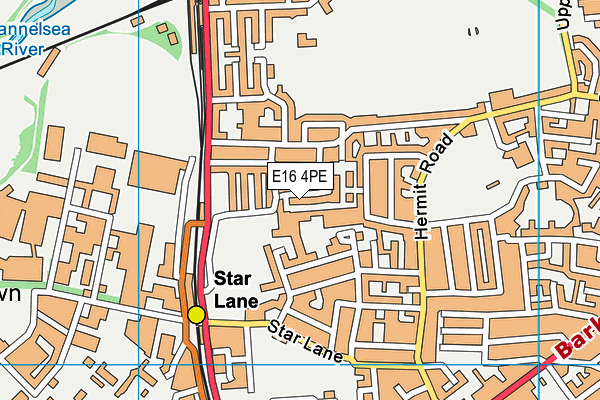 E16 4PE map - OS VectorMap District (Ordnance Survey)