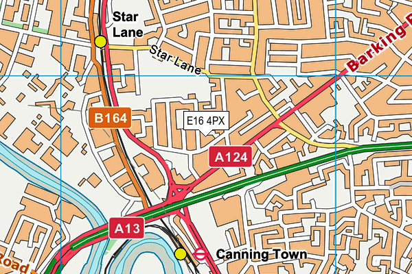 E16 4PX map - OS VectorMap District (Ordnance Survey)