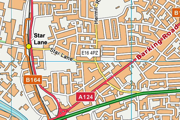 E16 4PZ map - OS VectorMap District (Ordnance Survey)