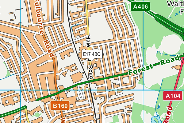E17 4BQ map - OS VectorMap District (Ordnance Survey)