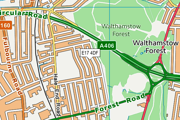 E17 4DF map - OS VectorMap District (Ordnance Survey)